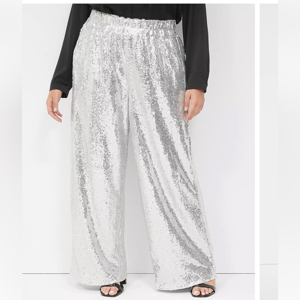 Lane Bryant - Pull-On Sequin Wide Leg Pant - size 18 S short - item # 44